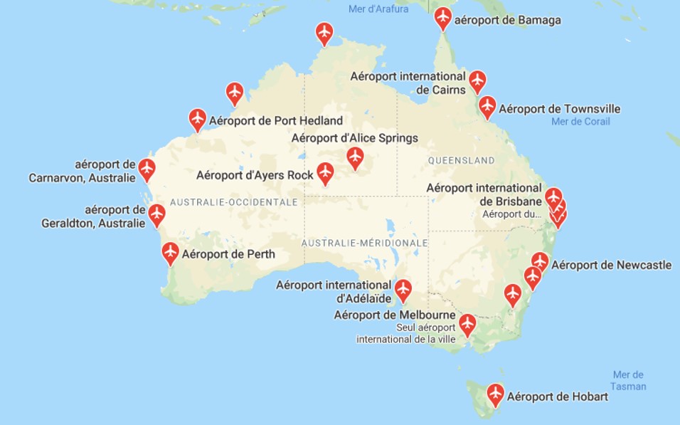 carte australie aeroport