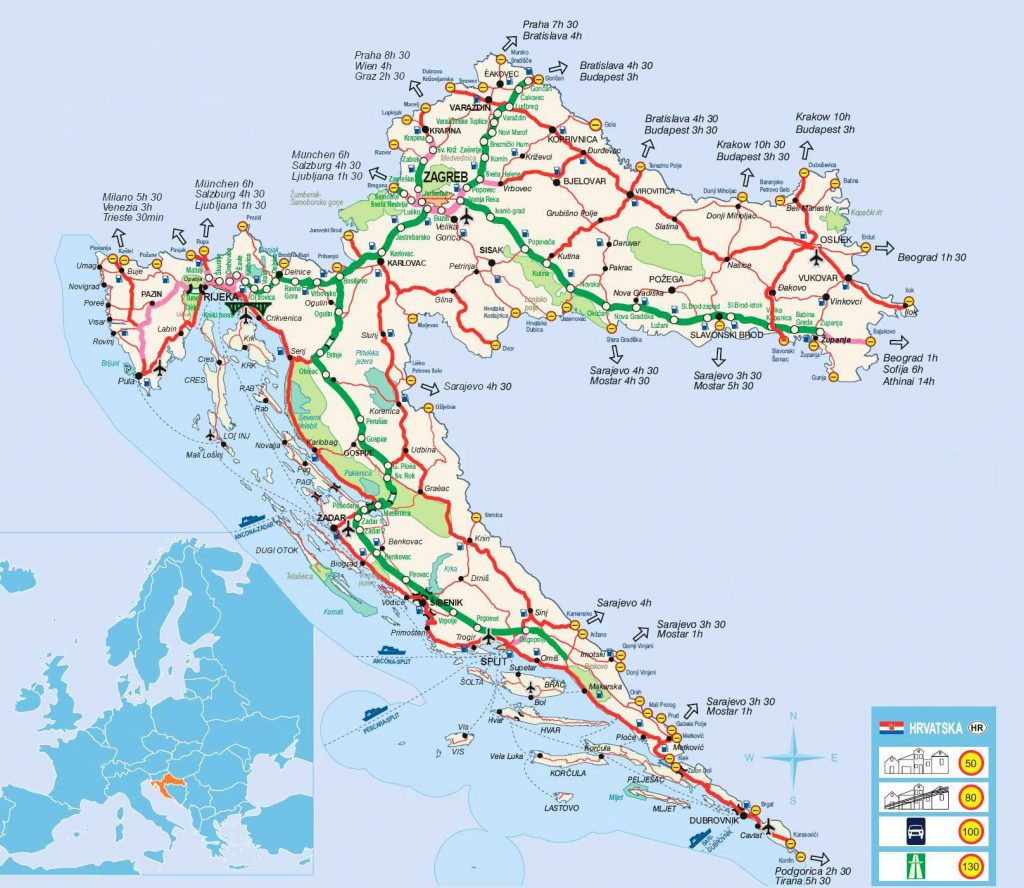 carte route croatie