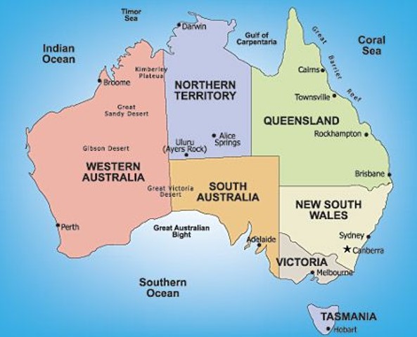 carte region australie