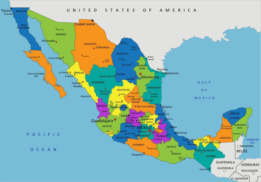 cartes états mexique