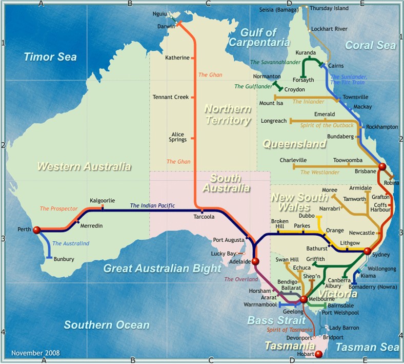 carte train australie