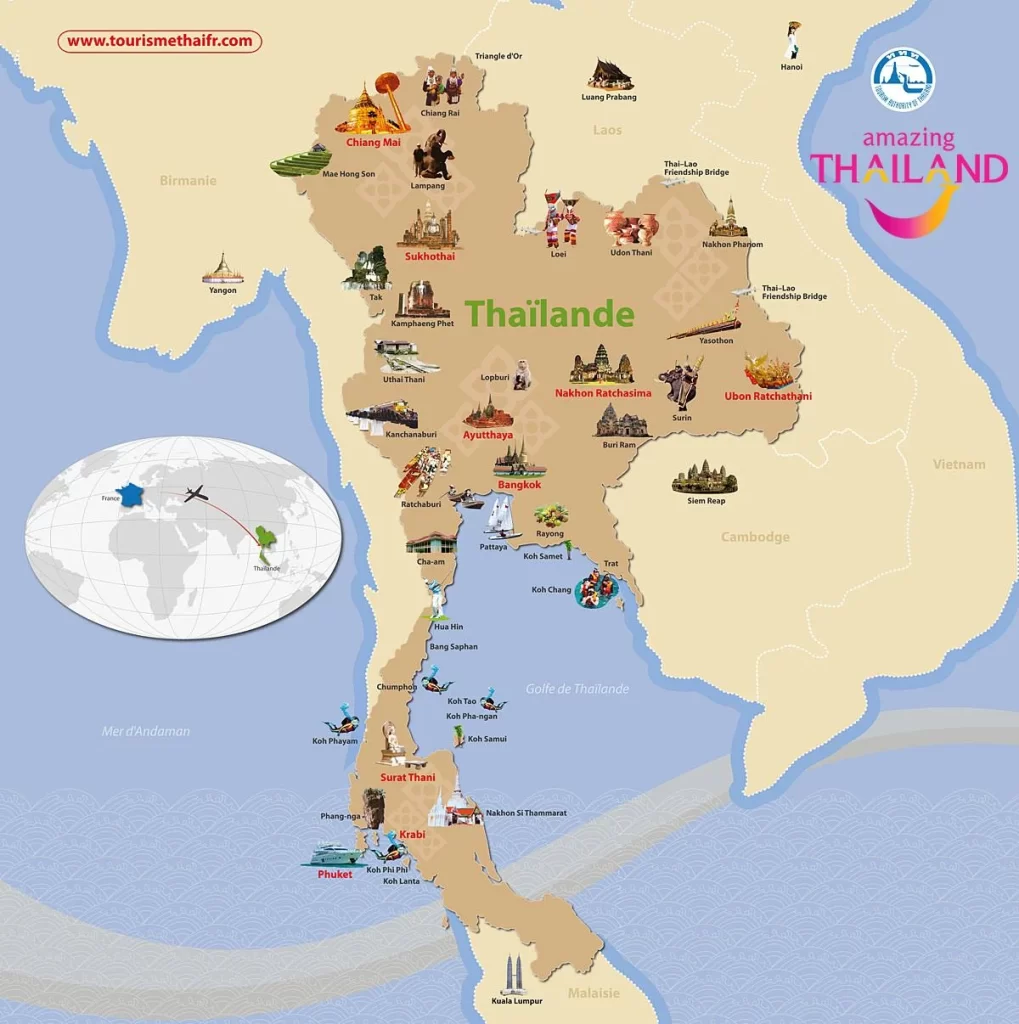 carte touristique de Thaliande