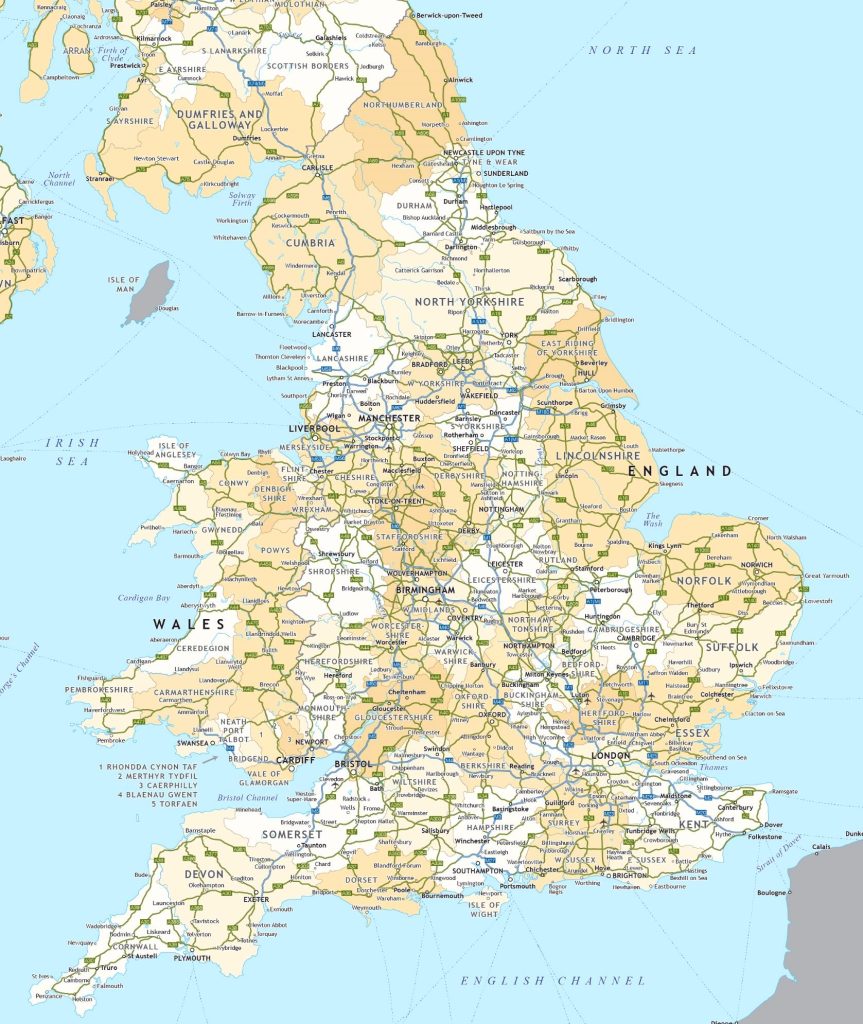 carte routes Angleterre