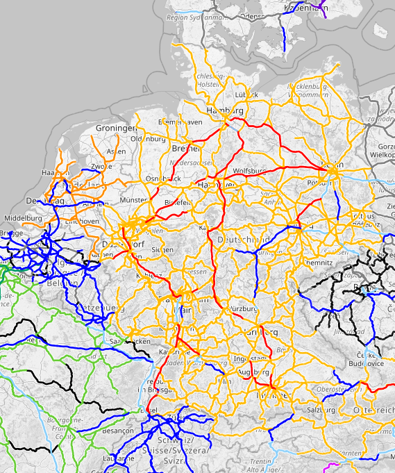 carte réseau ferré Allemagne