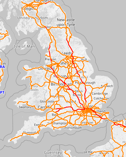 carte ferroviaire d'Angleterre