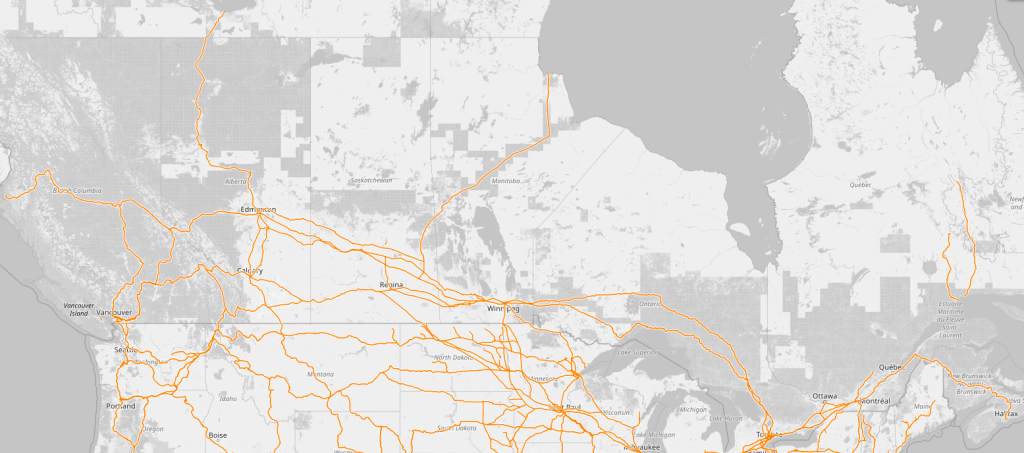 carte ferroviaire du Canada