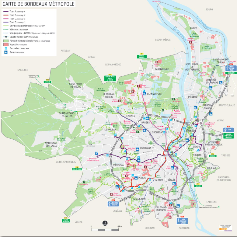 carte métropole de Bordeaux