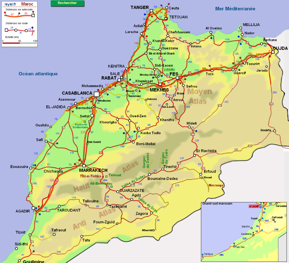 carte routière maroc