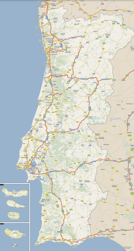 carte routière du portugal