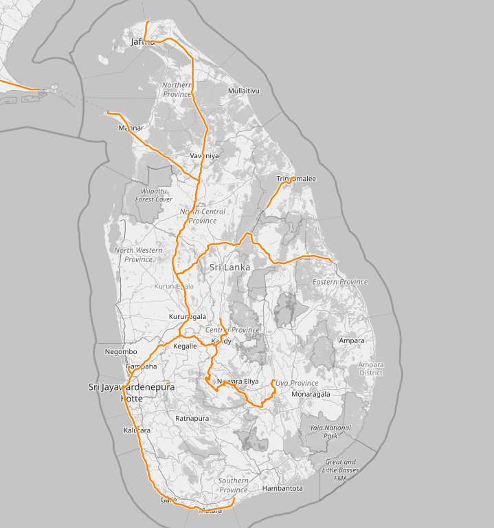 carte des trains au Sri Lanka