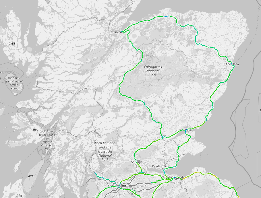 carte des trains en Ecosse