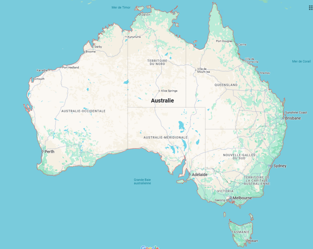 carte des villes australiennes