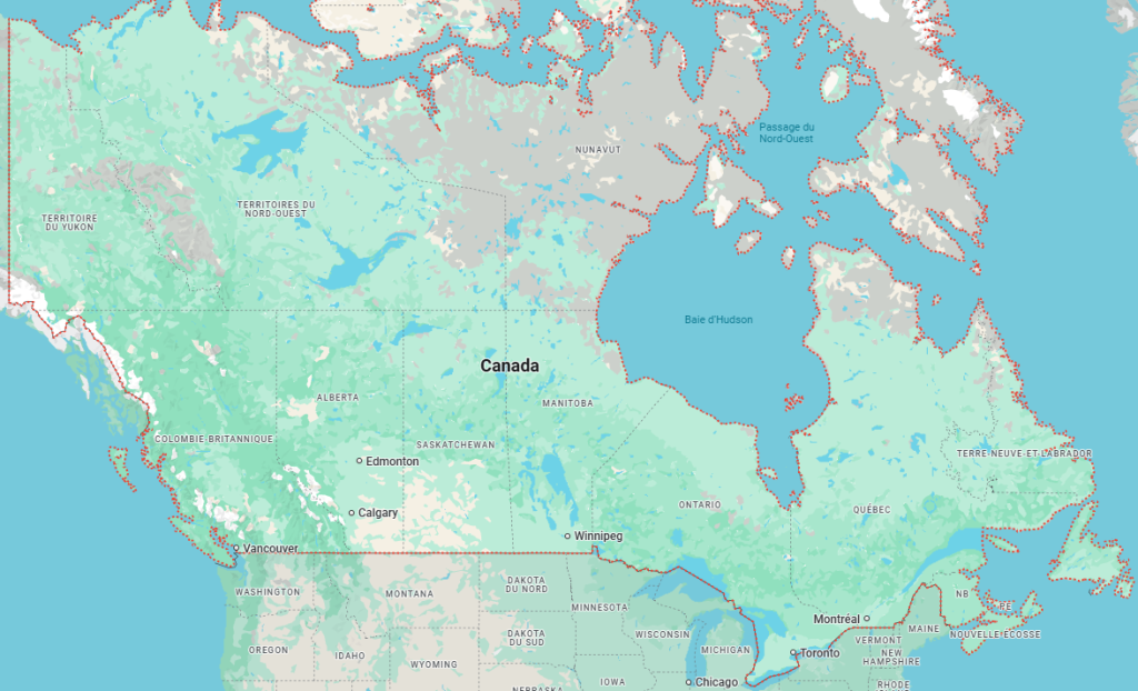 carte des villes du Canada