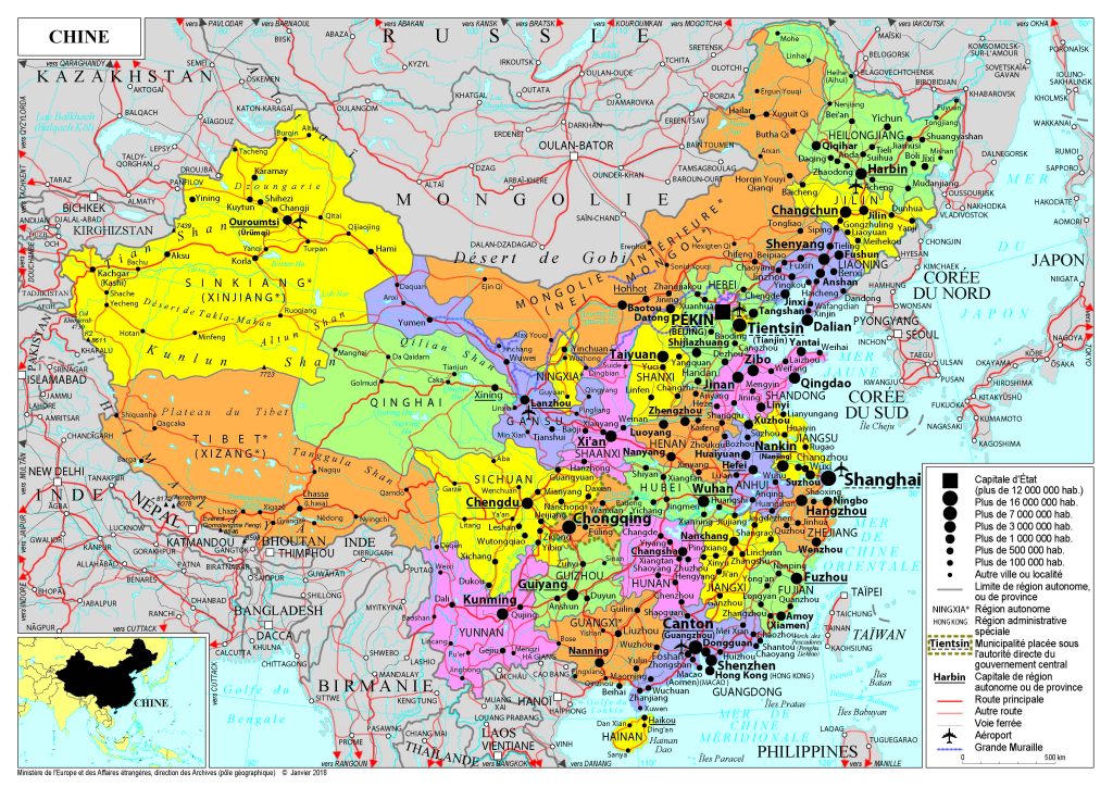 carte diplomatique de la chine
