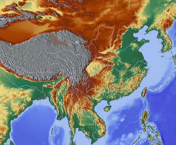carte relief chine