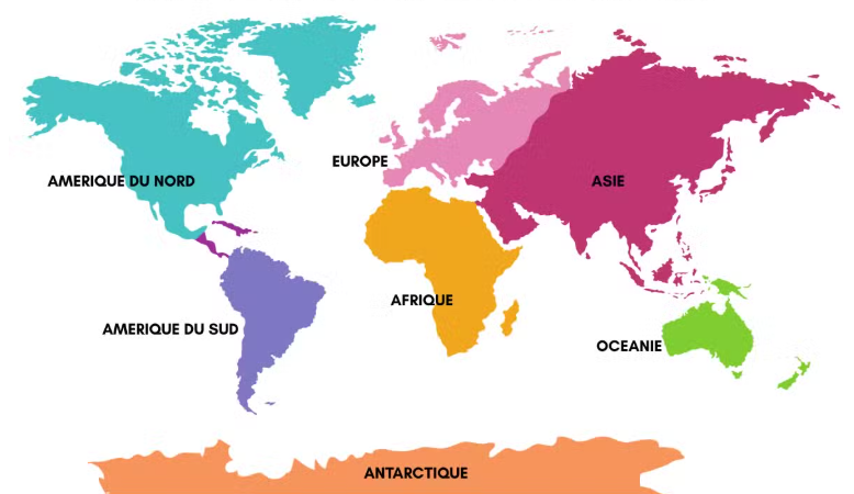 carte du monde par continent