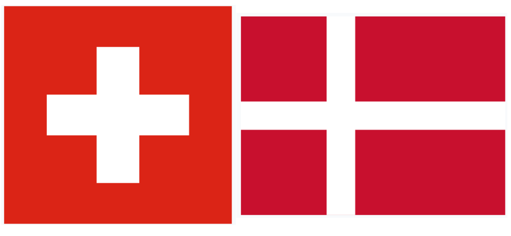 Drapeau rouge à croix blanche