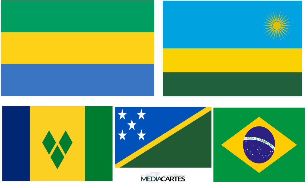 Drapeau, verbe, jaune, bleu.