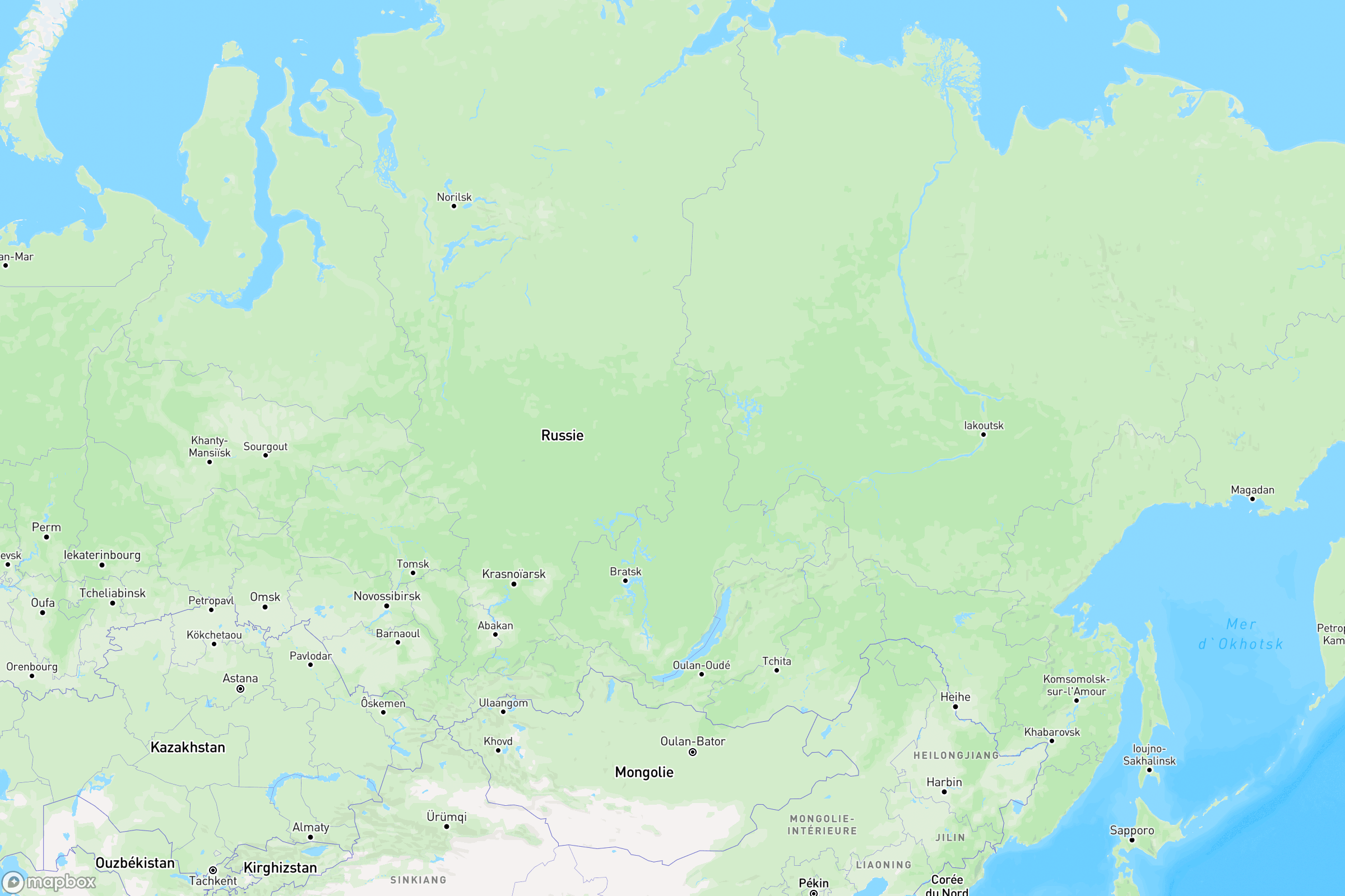 Carte des aéroports de la Russie : Cheremetievo (SVO), Domodedovo (DME), Pulkovo (LED)