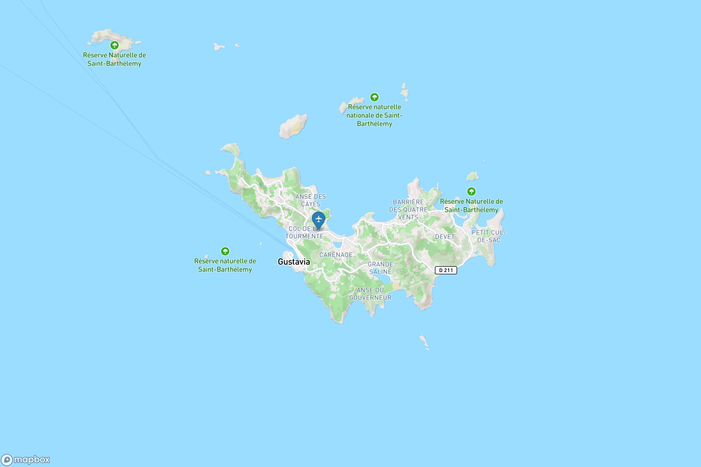 Carte des aéroports de Saint-Barthélemy : Gustaf III (SBH)