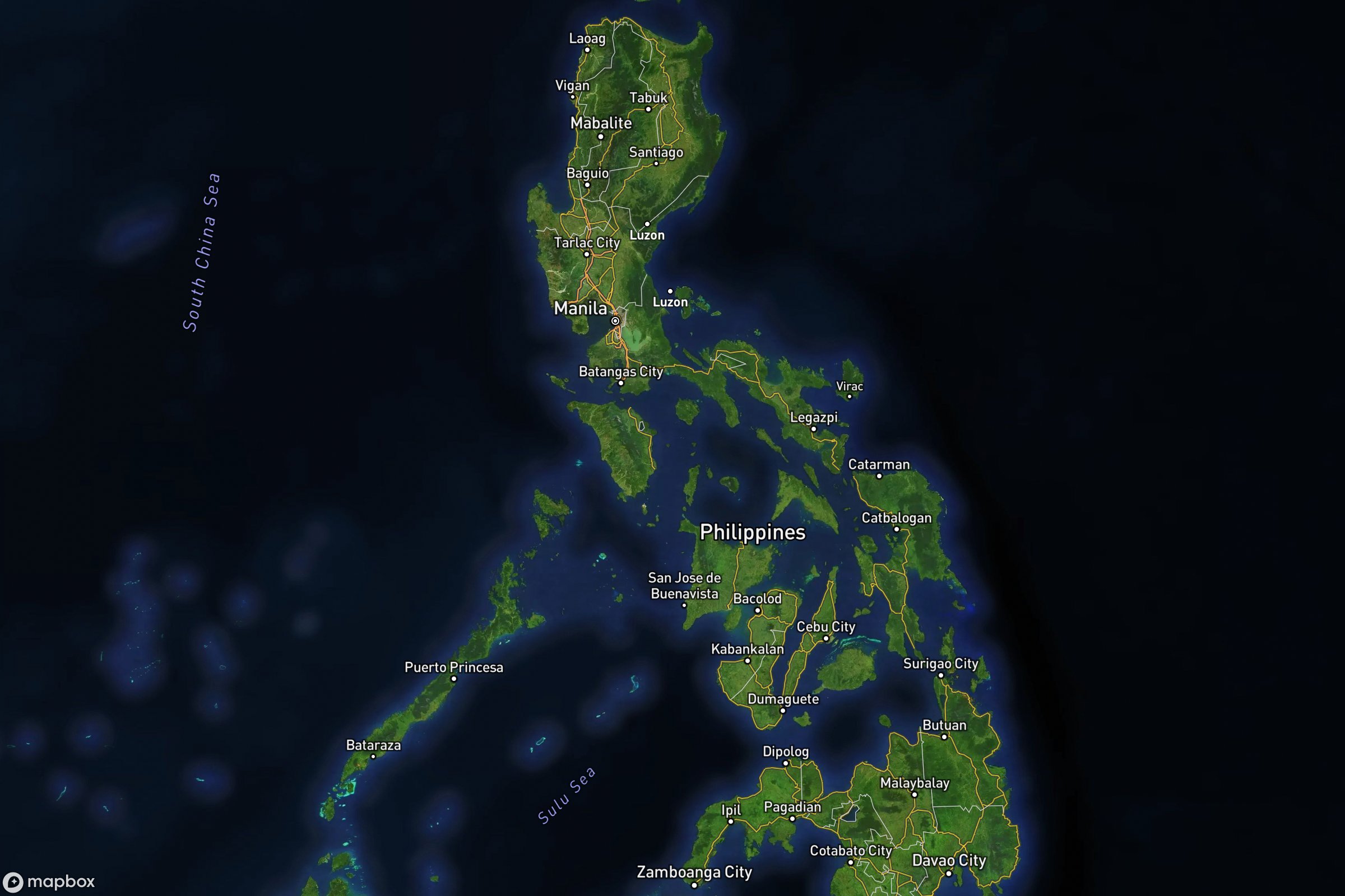 Vue satellite montrant le relief de des Philippines