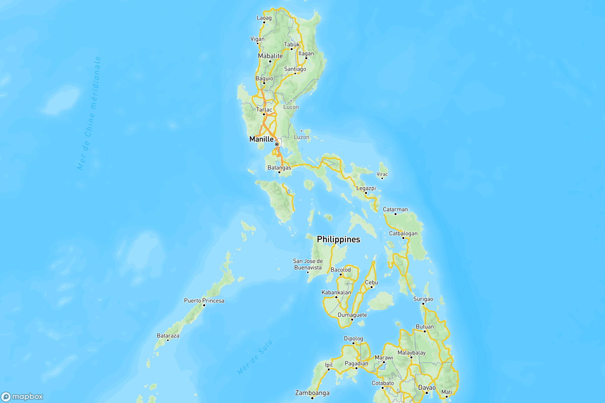 Carte des routes et autoroutes de des Philippines