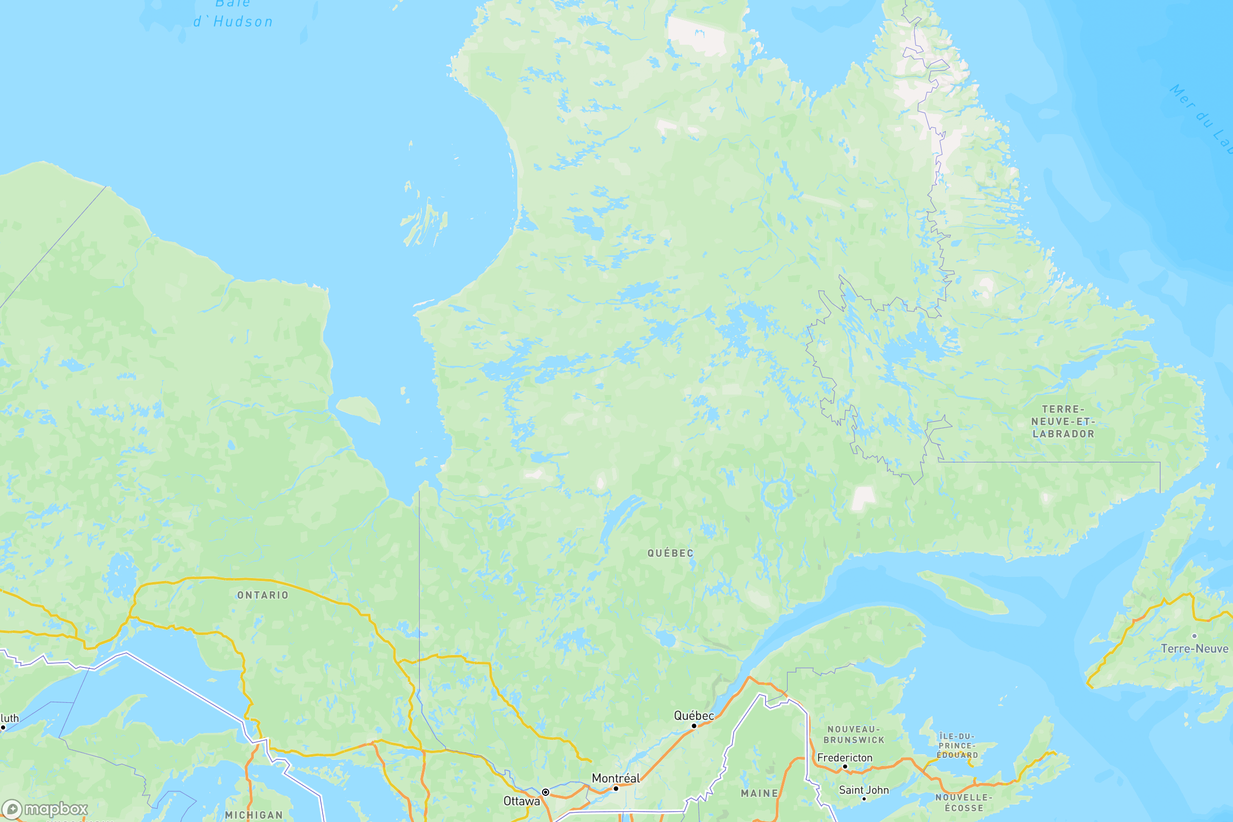 Carte des routes et autoroutes de du Québec