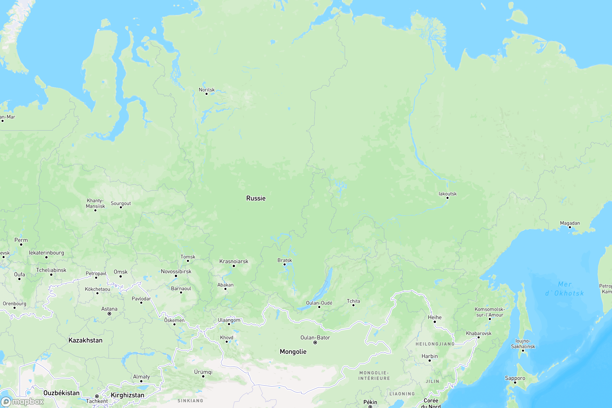 Carte des routes et autoroutes de la Russie