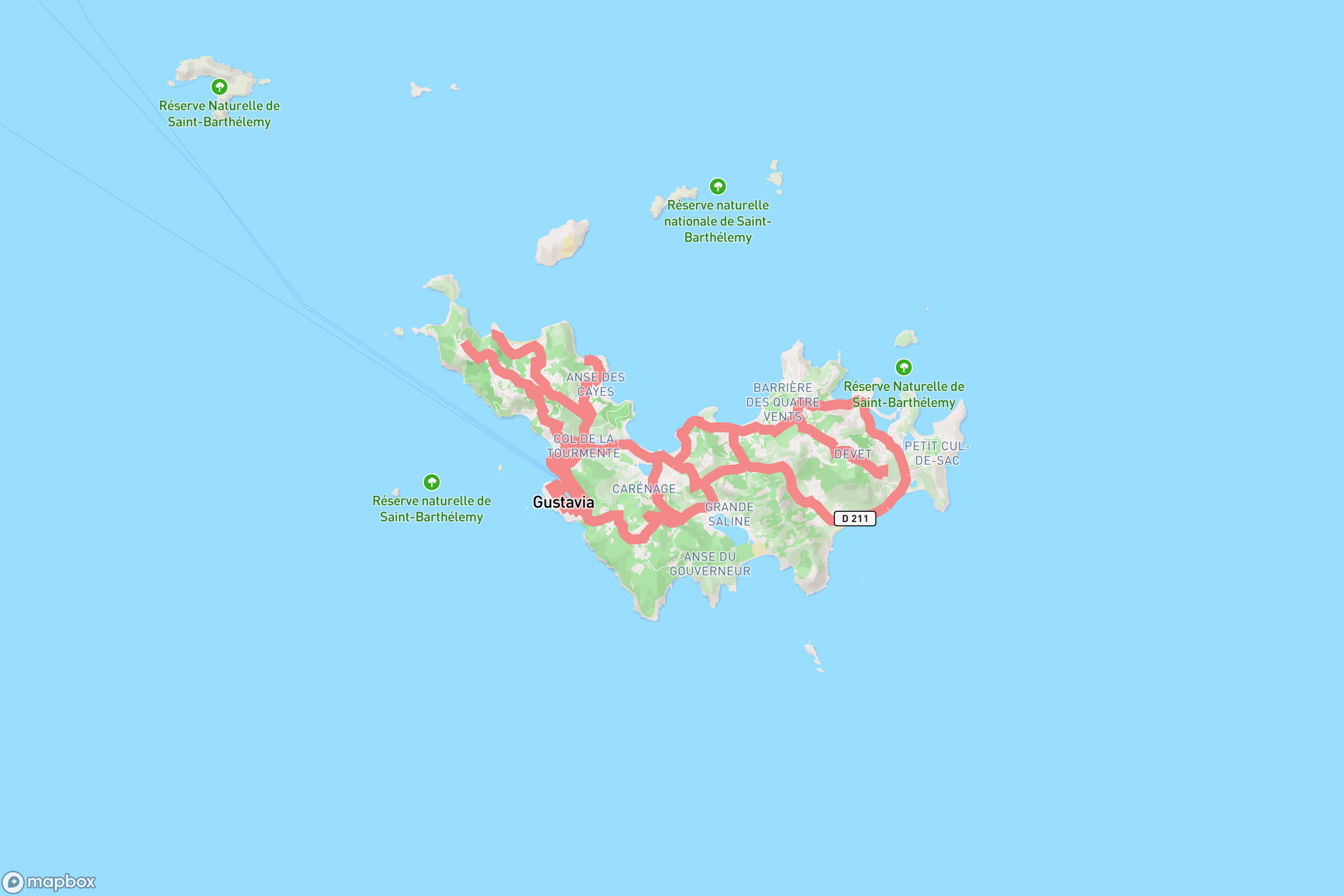 Carte des routes et autoroutes de Saint-Barthélemy