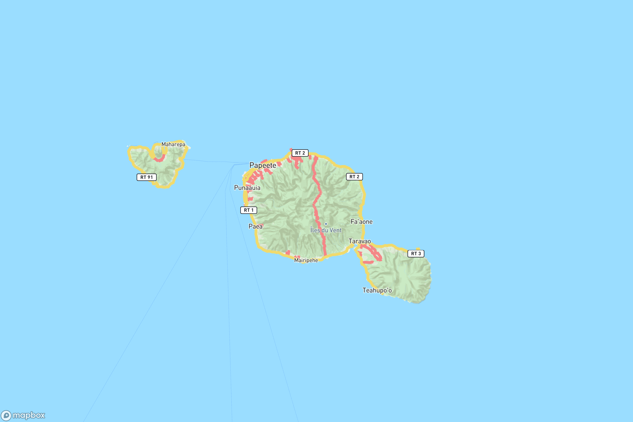 Carte des routes et autoroutes de Tahiti