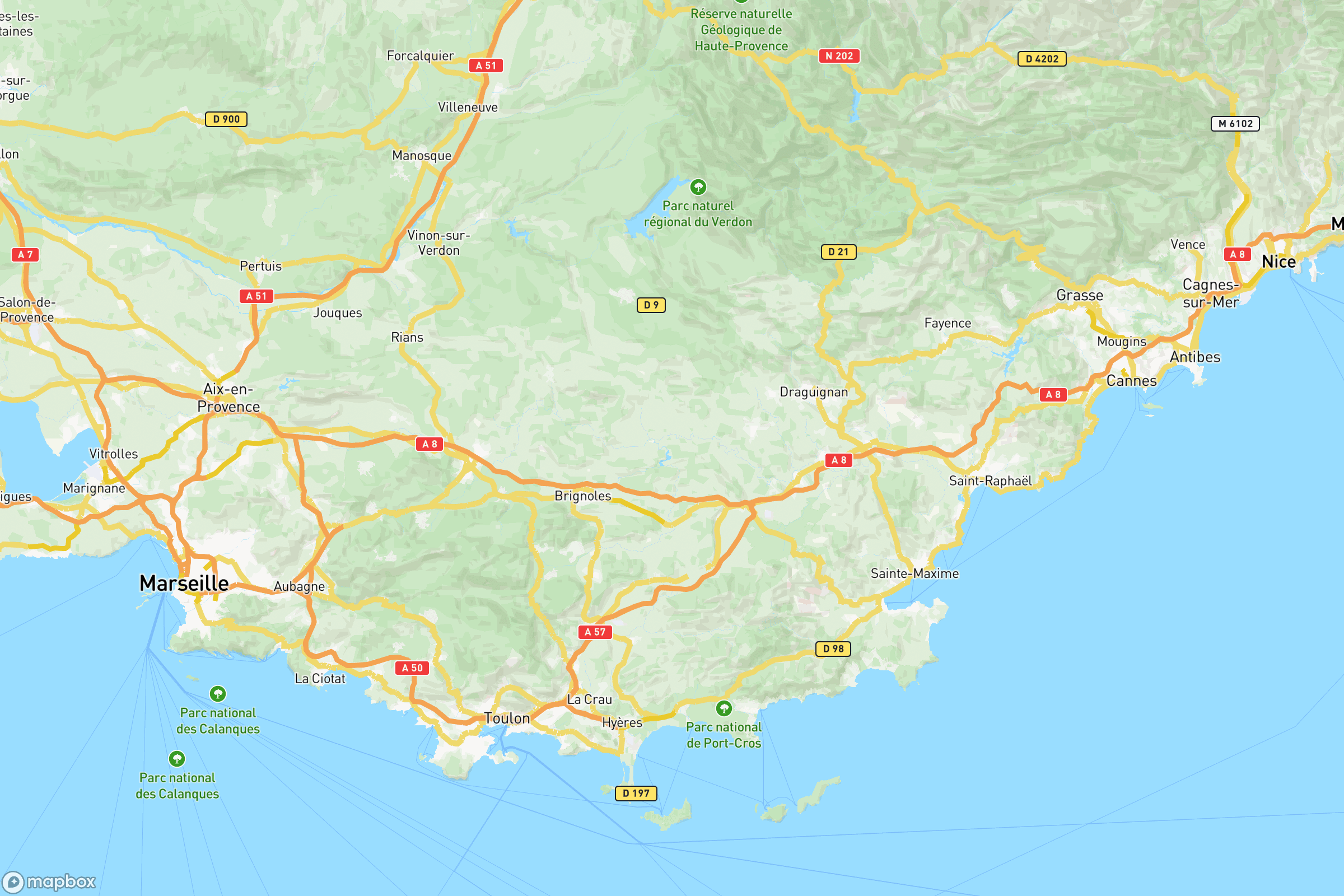 Carte des routes et autoroutes de du Var