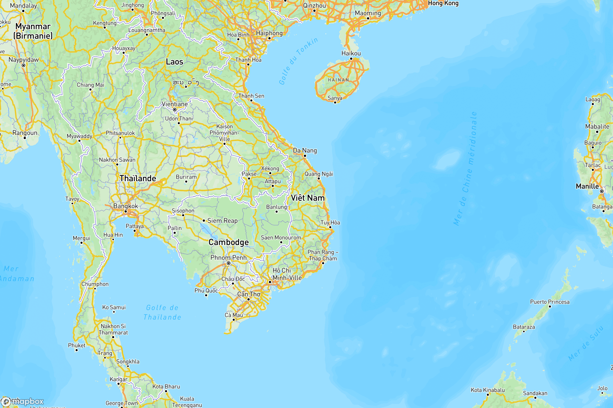 Carte des routes et autoroutes de du Vietnam