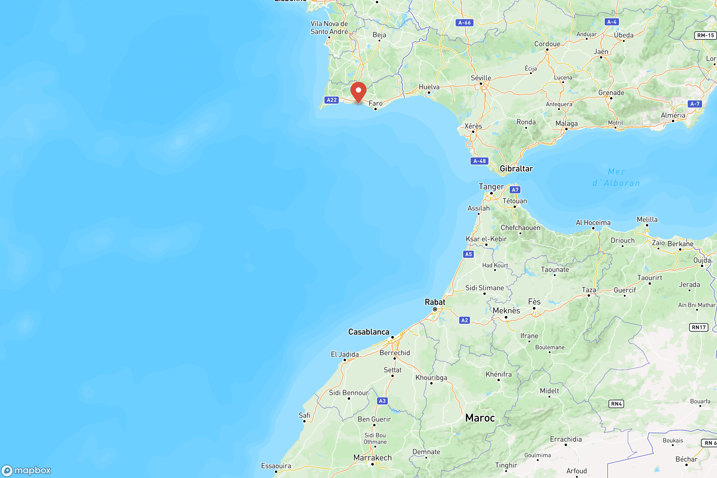 Carte de situation de l'Algarve en Europe