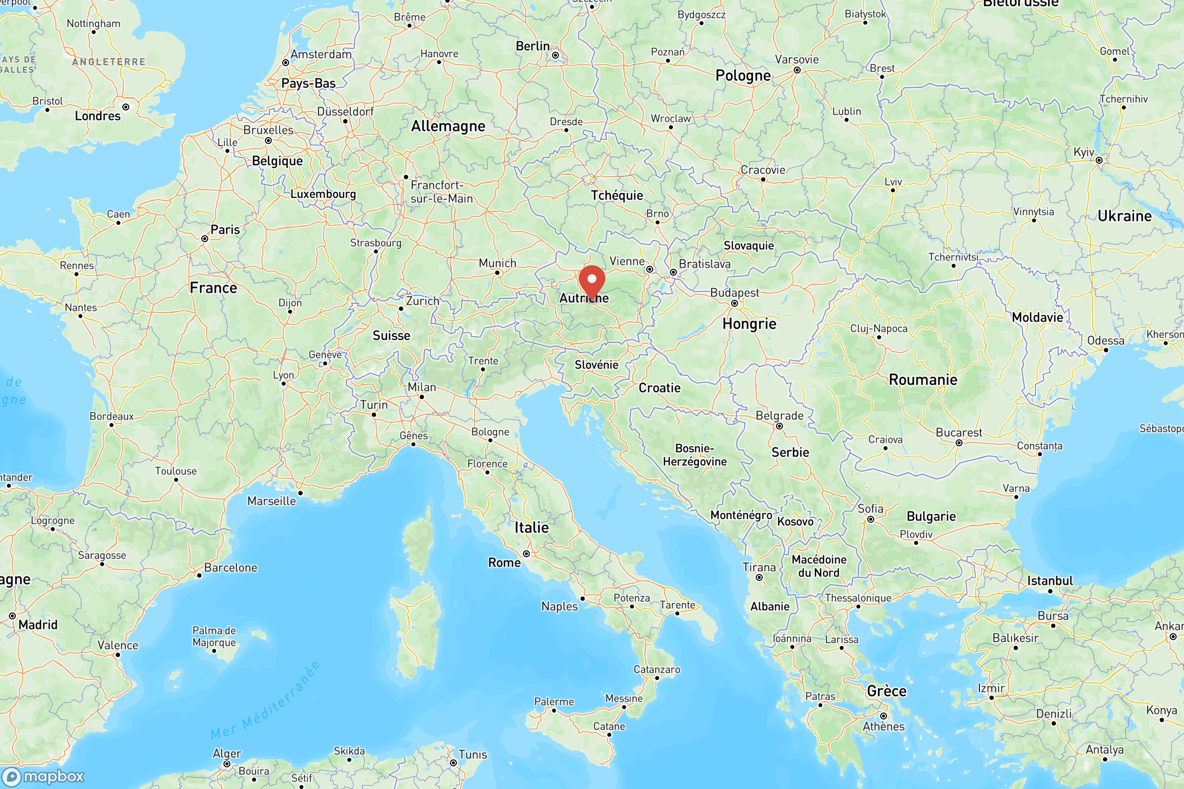 Carte de situation de l'Autriche en Europe