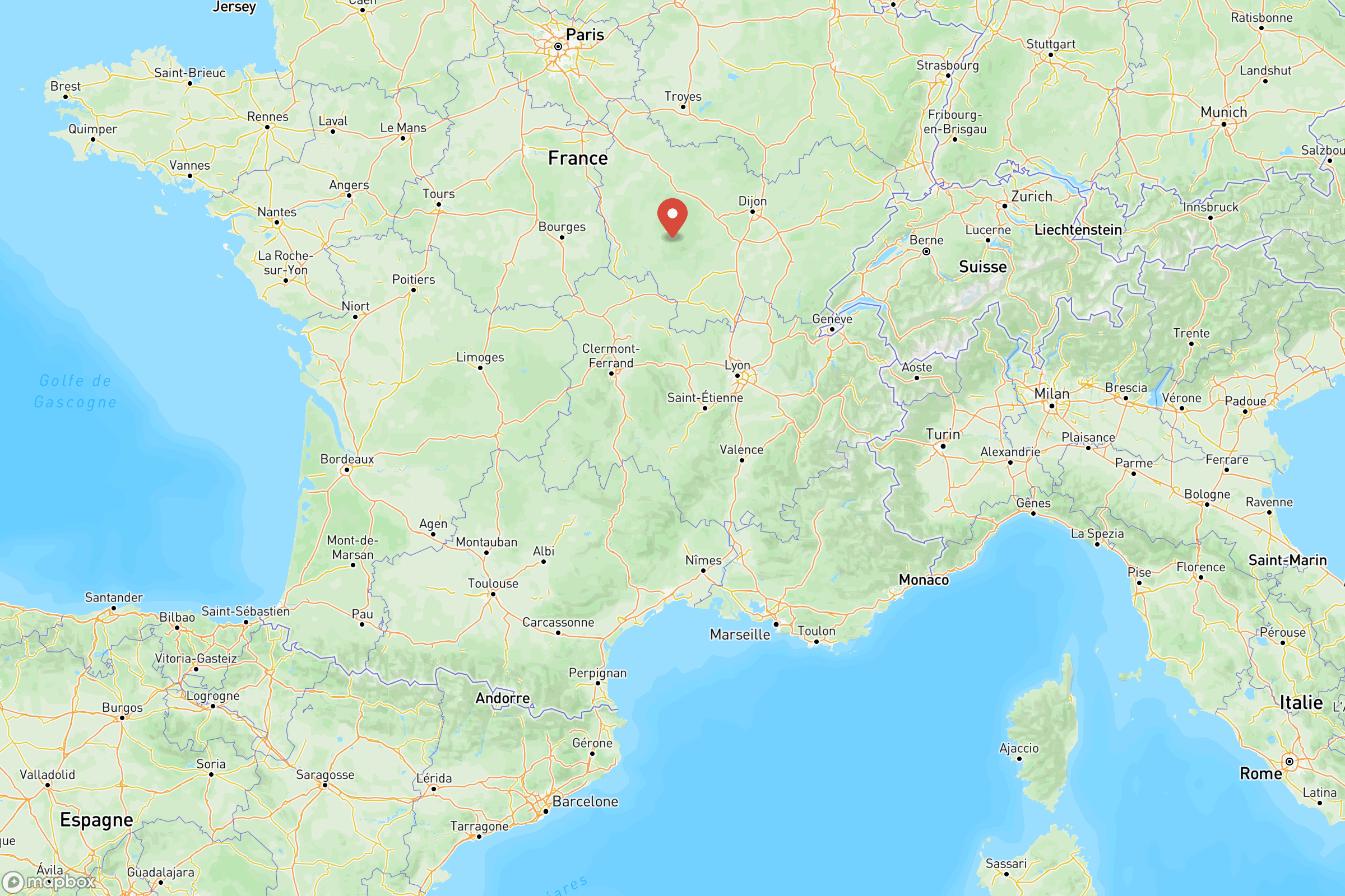 Carte de situation de la Bourgogne en Europe
