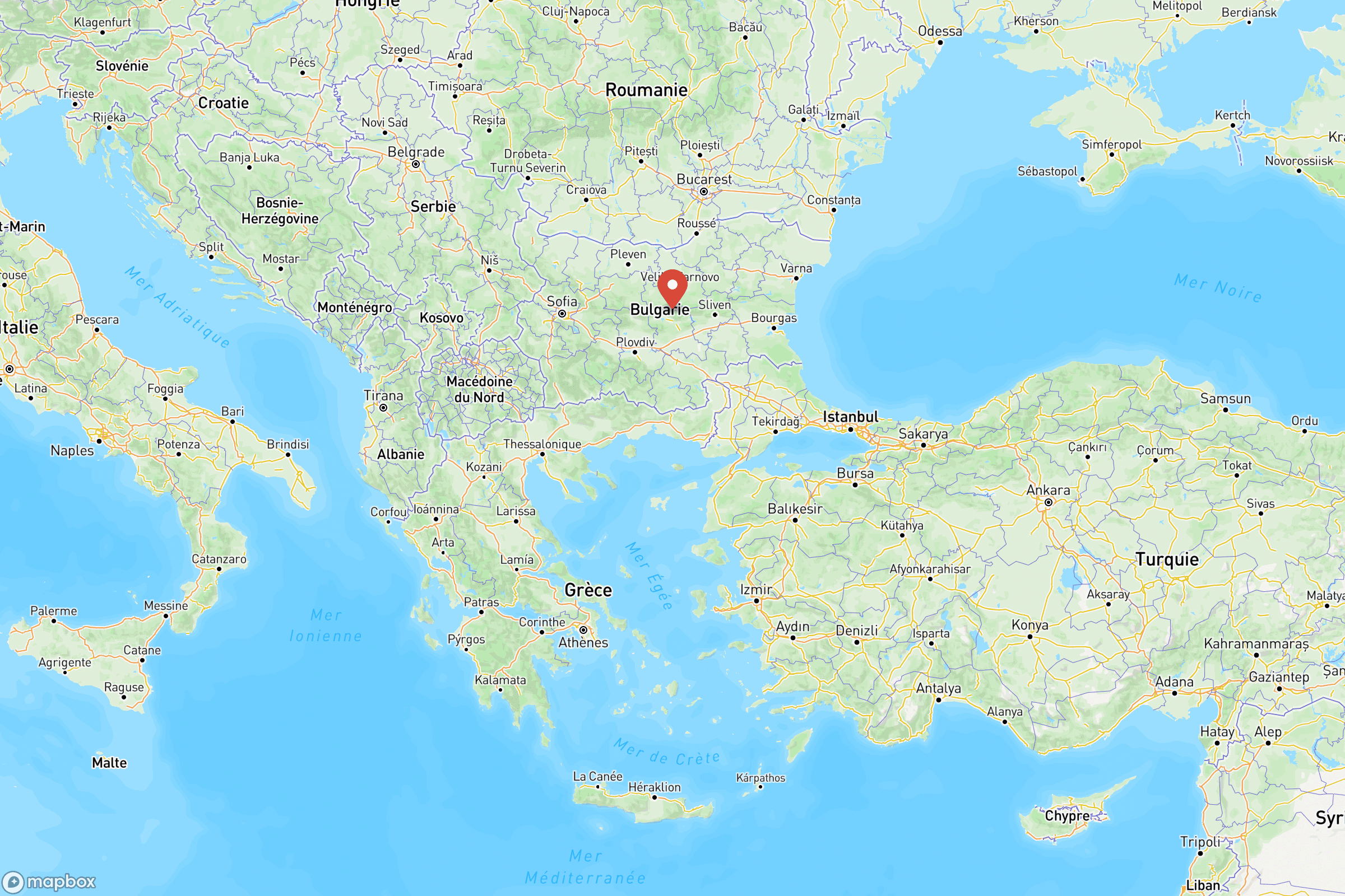 Carte de situation de la Bulgarie en Europe