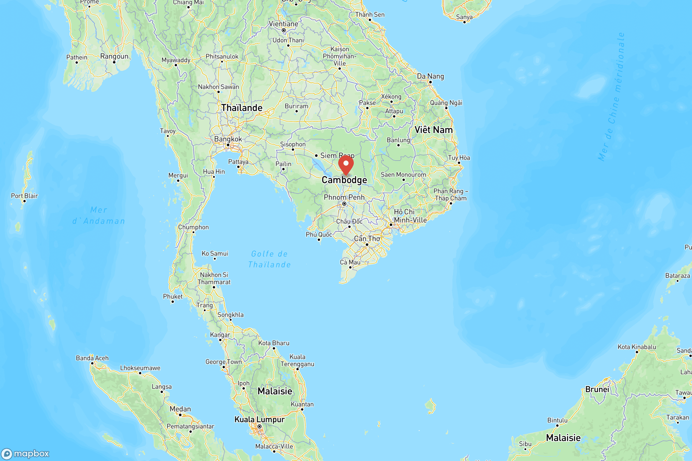 Carte de situation de du Cambodge en Asie
