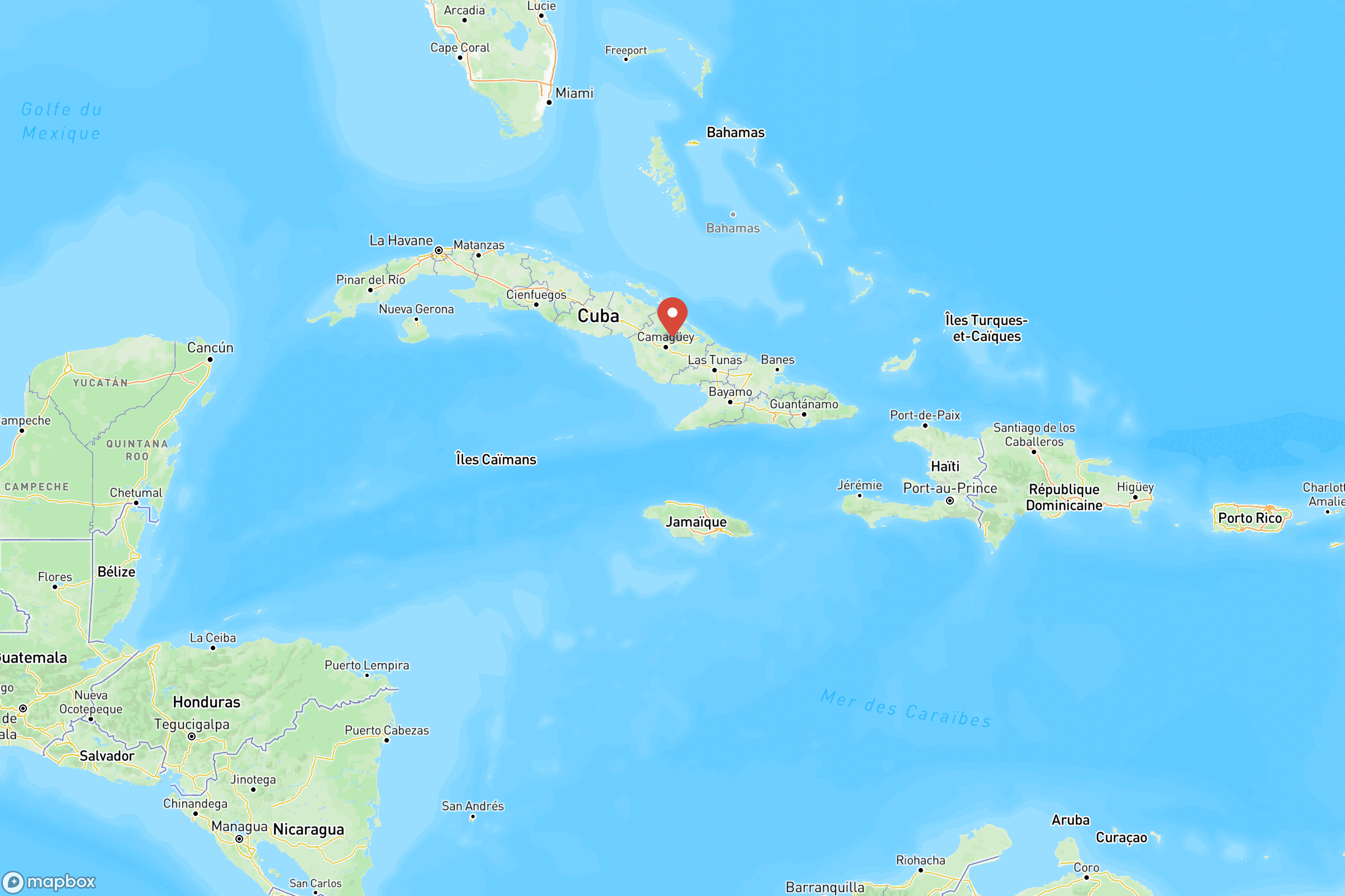 Carte de situation de Cuba en Amérique centrale