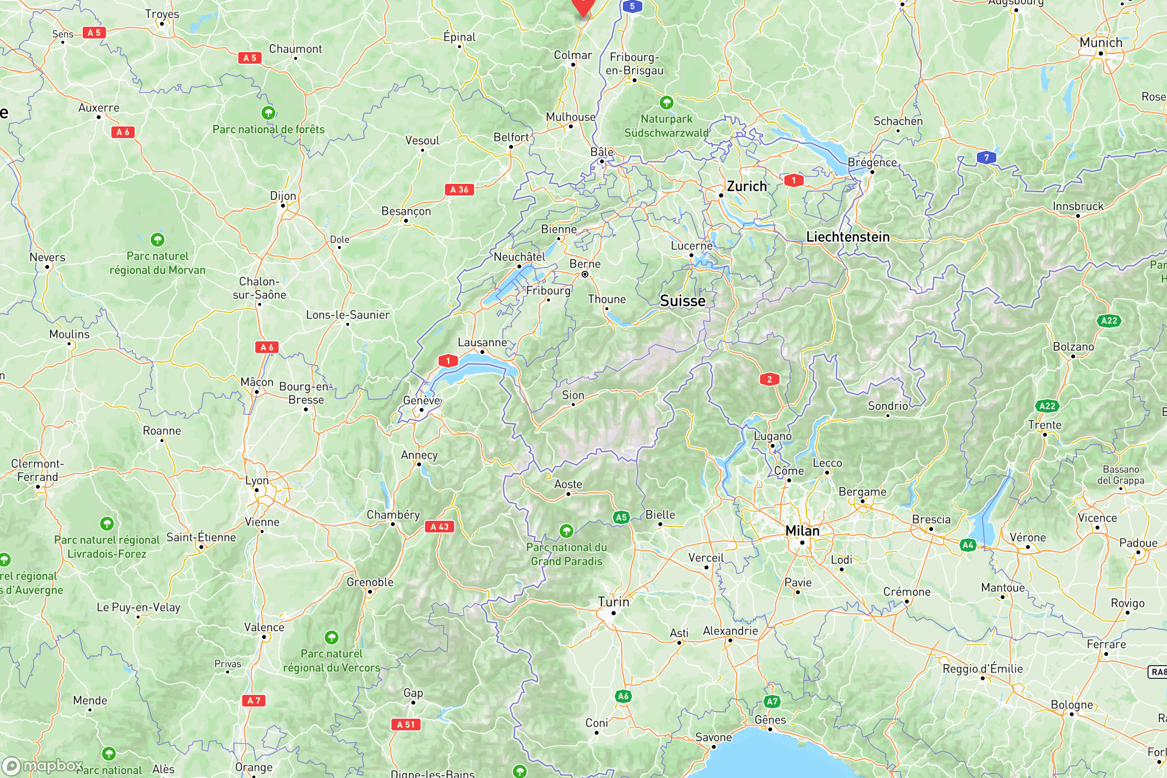 Carte de situation de l'Alsace en Europe