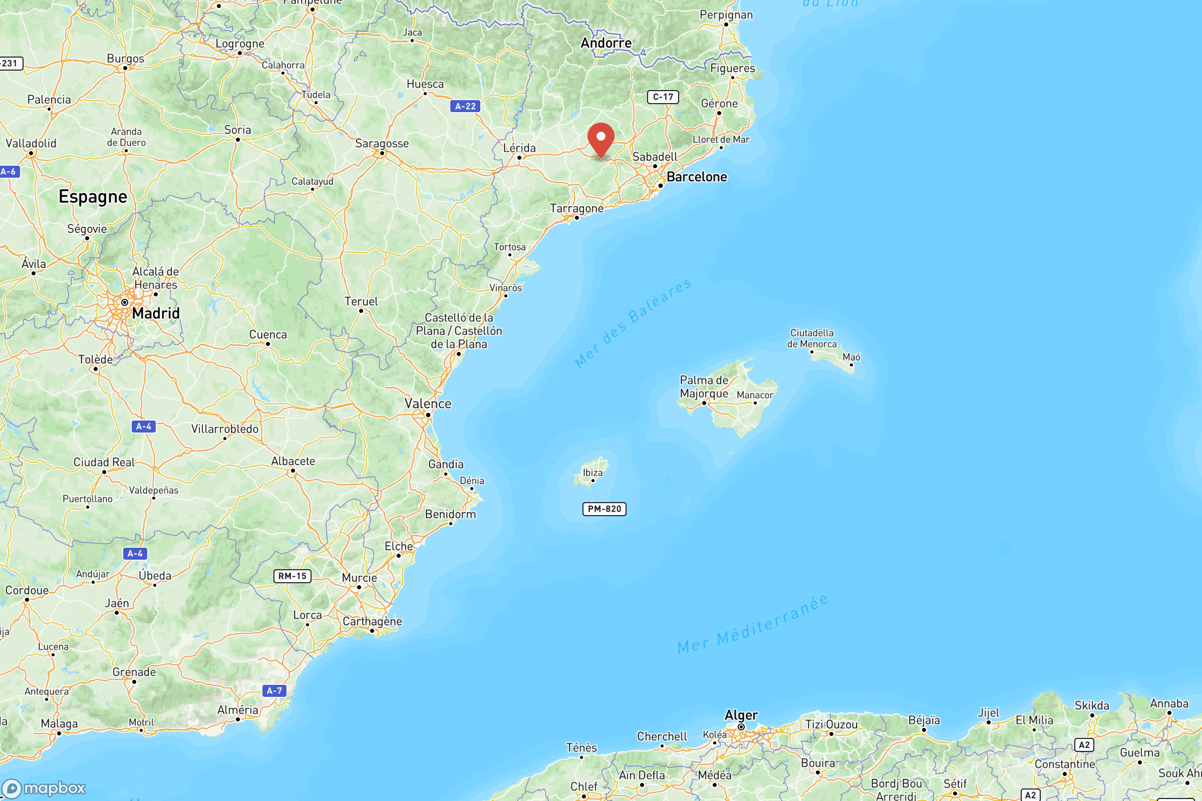 Carte de situation de la Catalogne en Europe