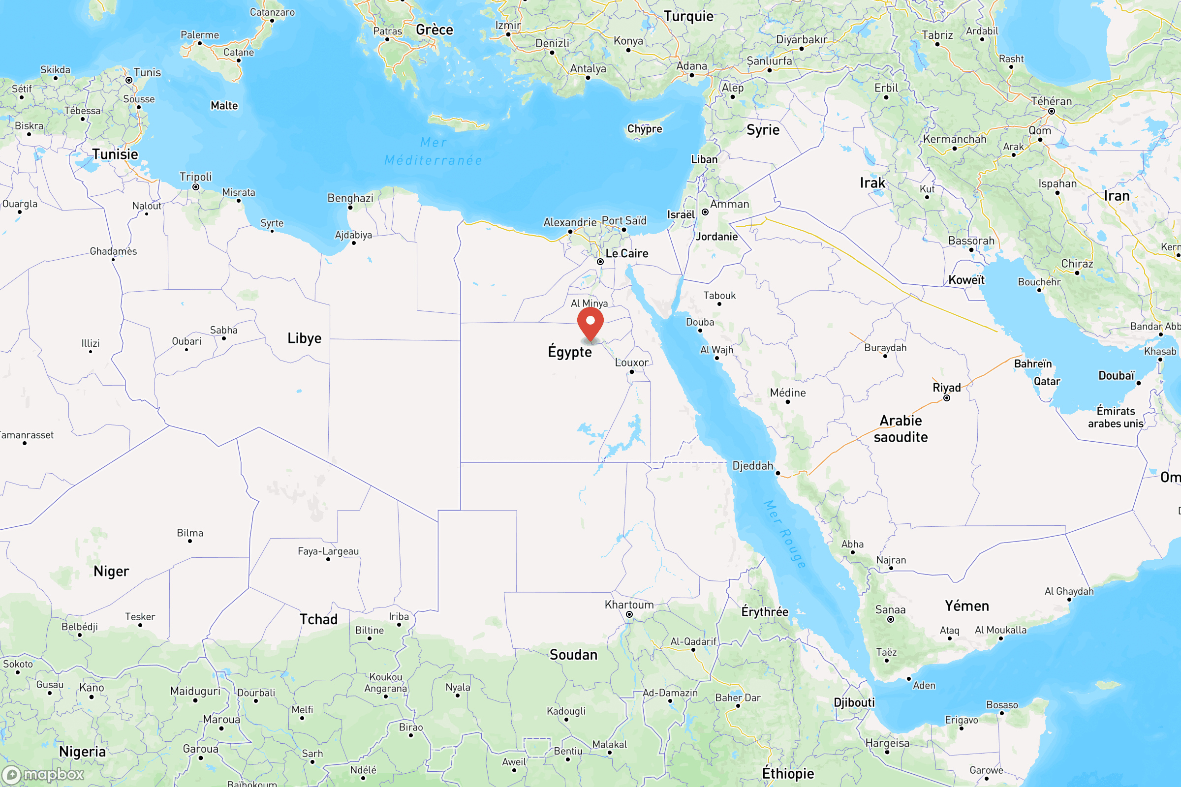 Carte de situation de l'Égypte en Afrique