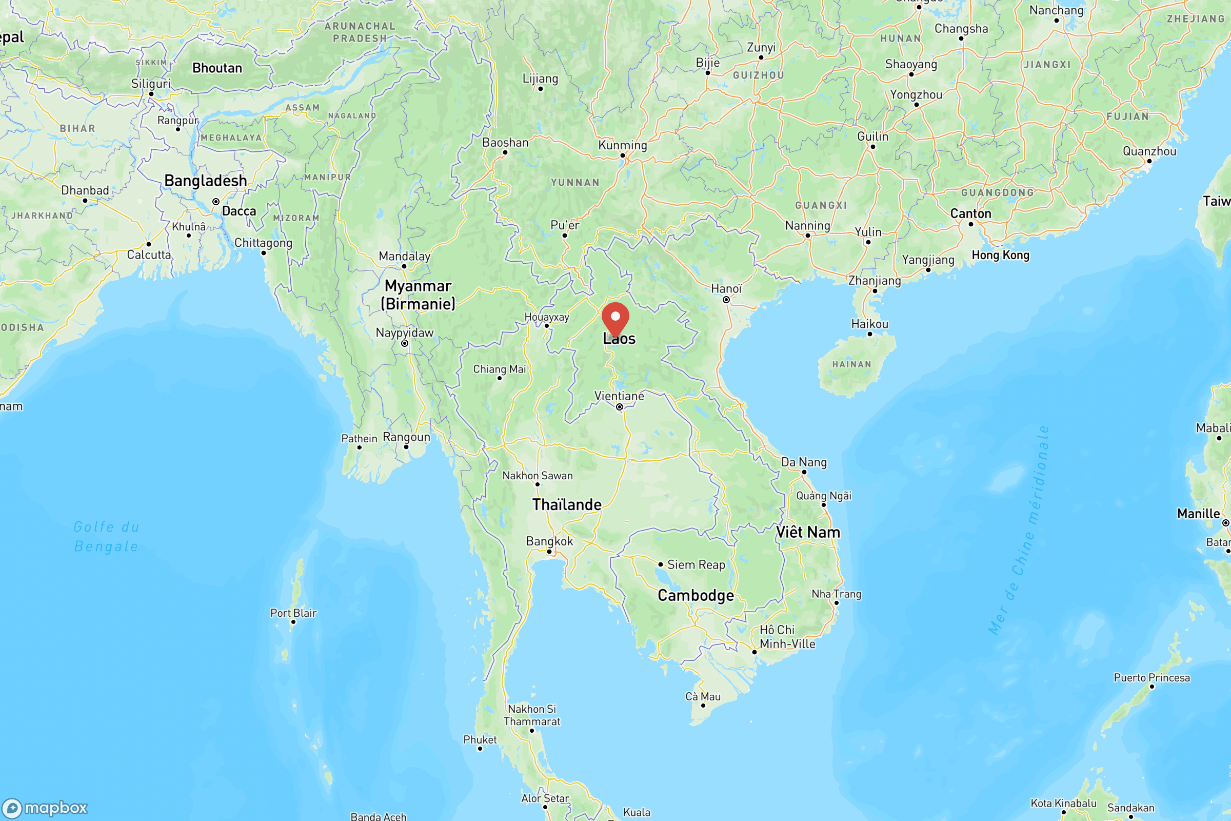 Carte de situation de du Laos en Asie