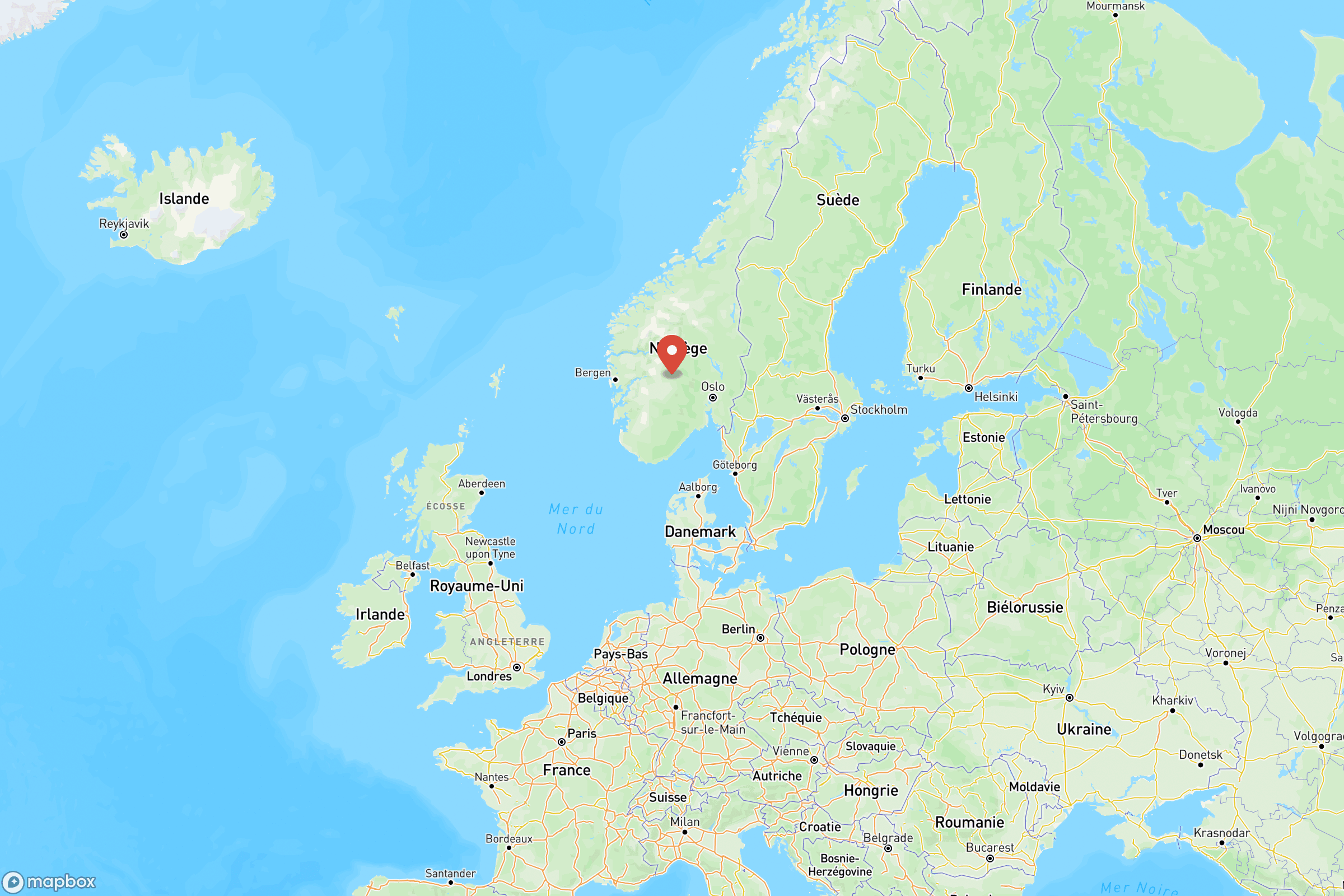 Carte de situation de la Norvège en Europe
