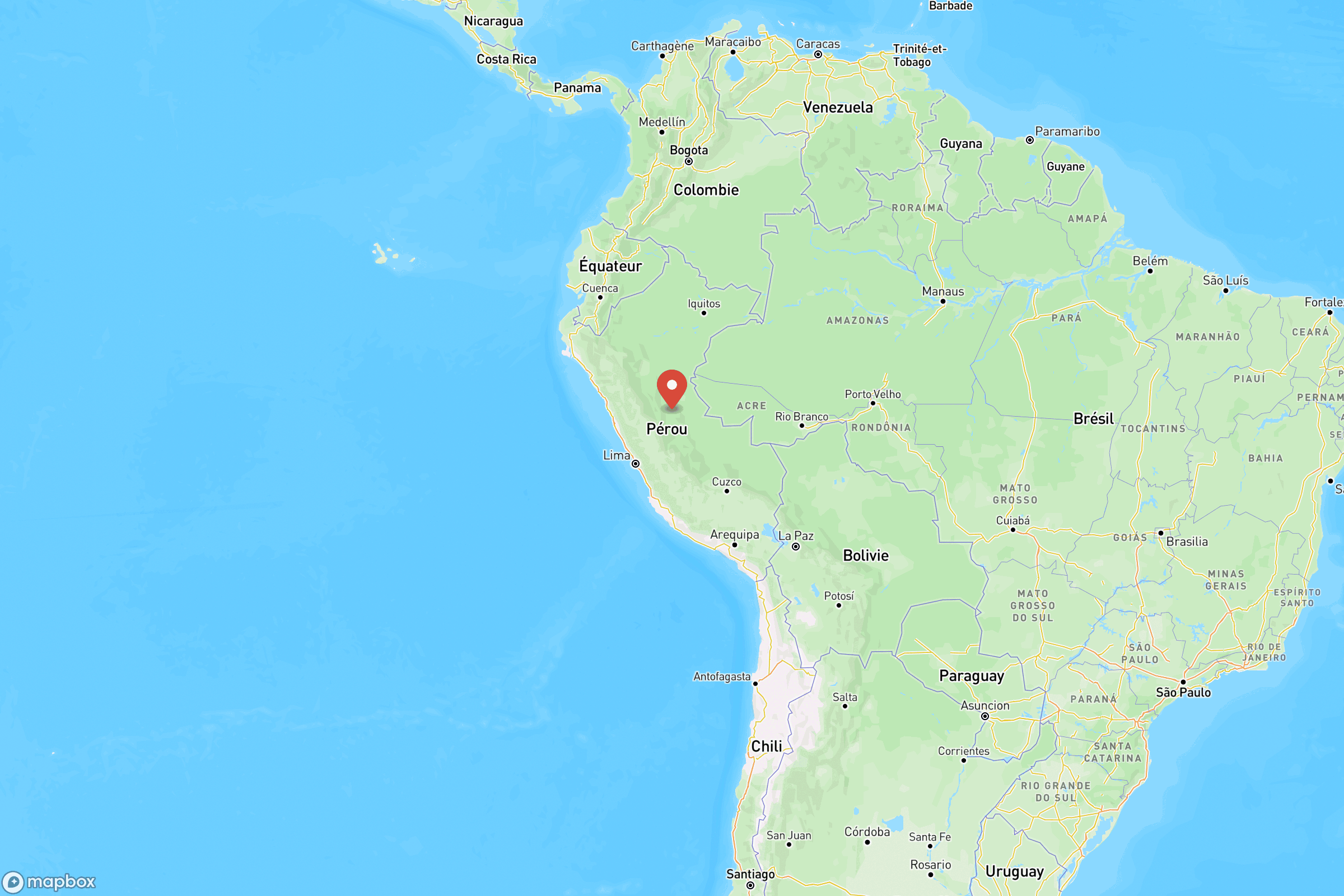 Carte de situation de du Pérou en Amérique du Sud