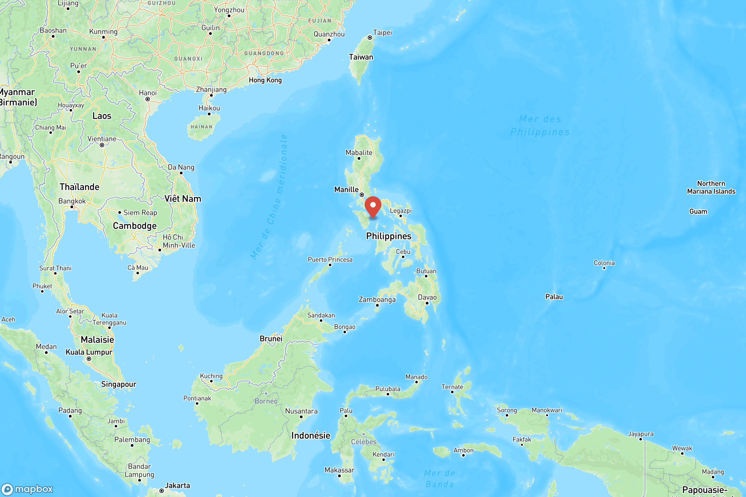 Carte de situation de des Philippines en Asie