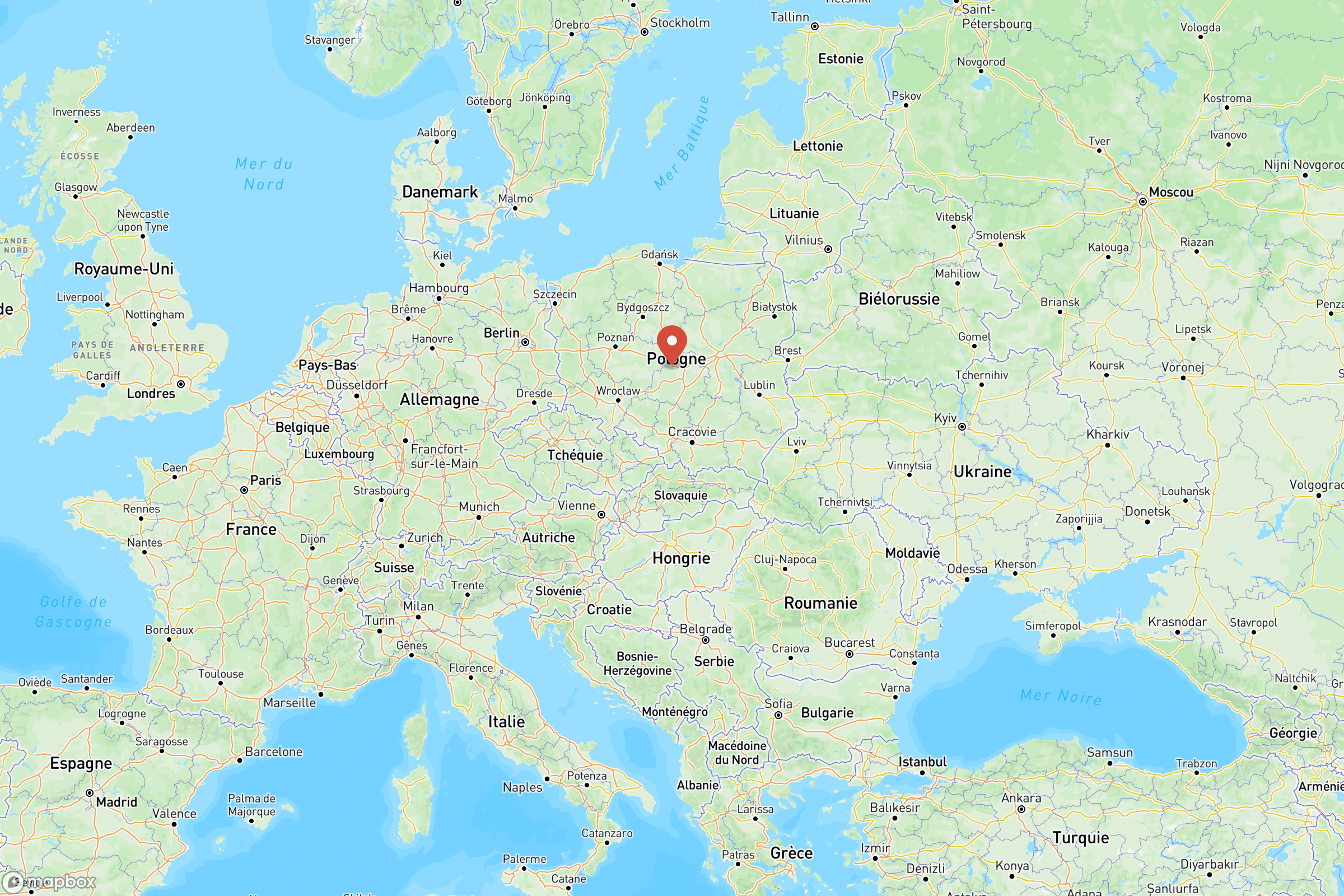 Carte de situation de la Pologne en Europe