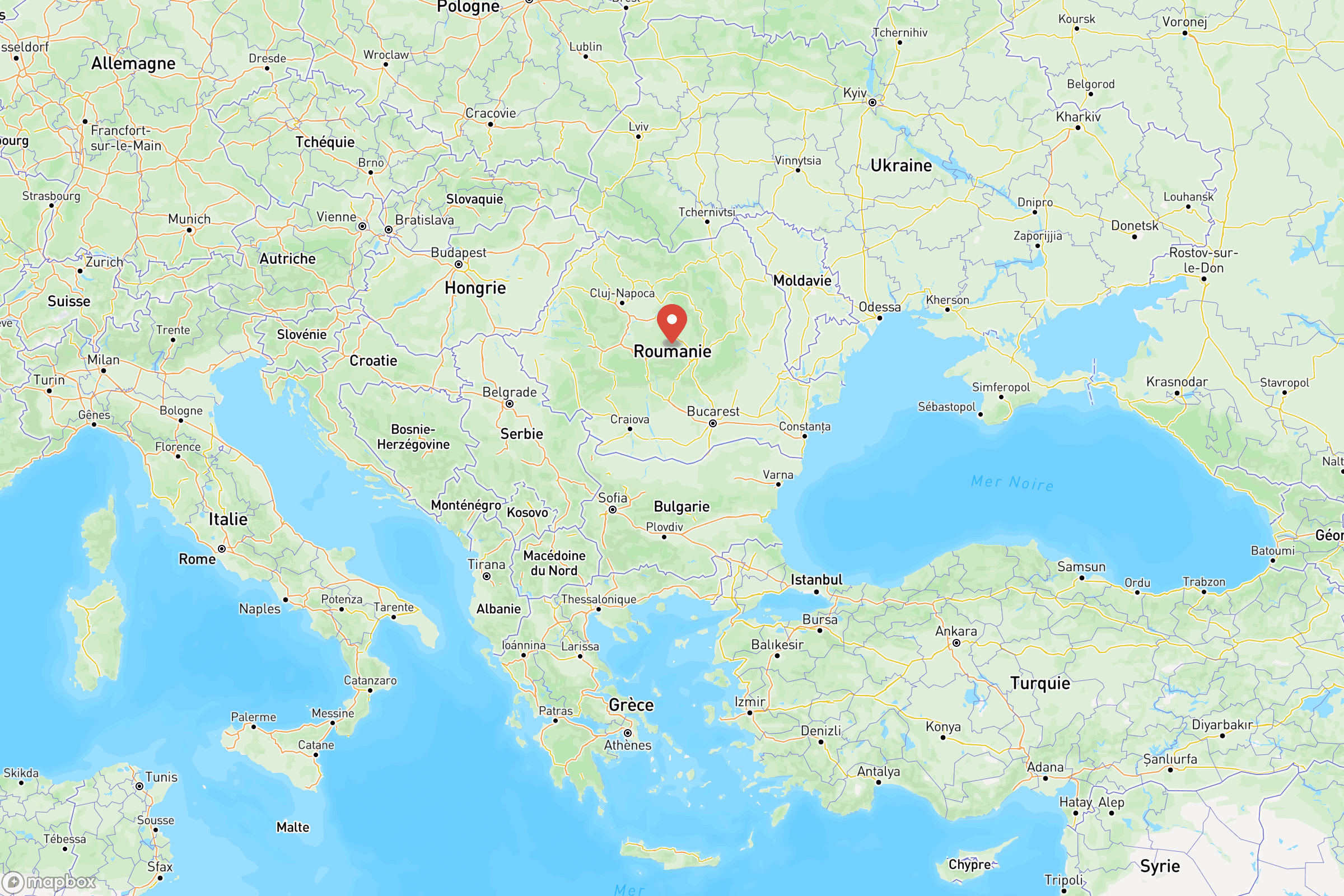Carte de situation de la Roumanie en Europe