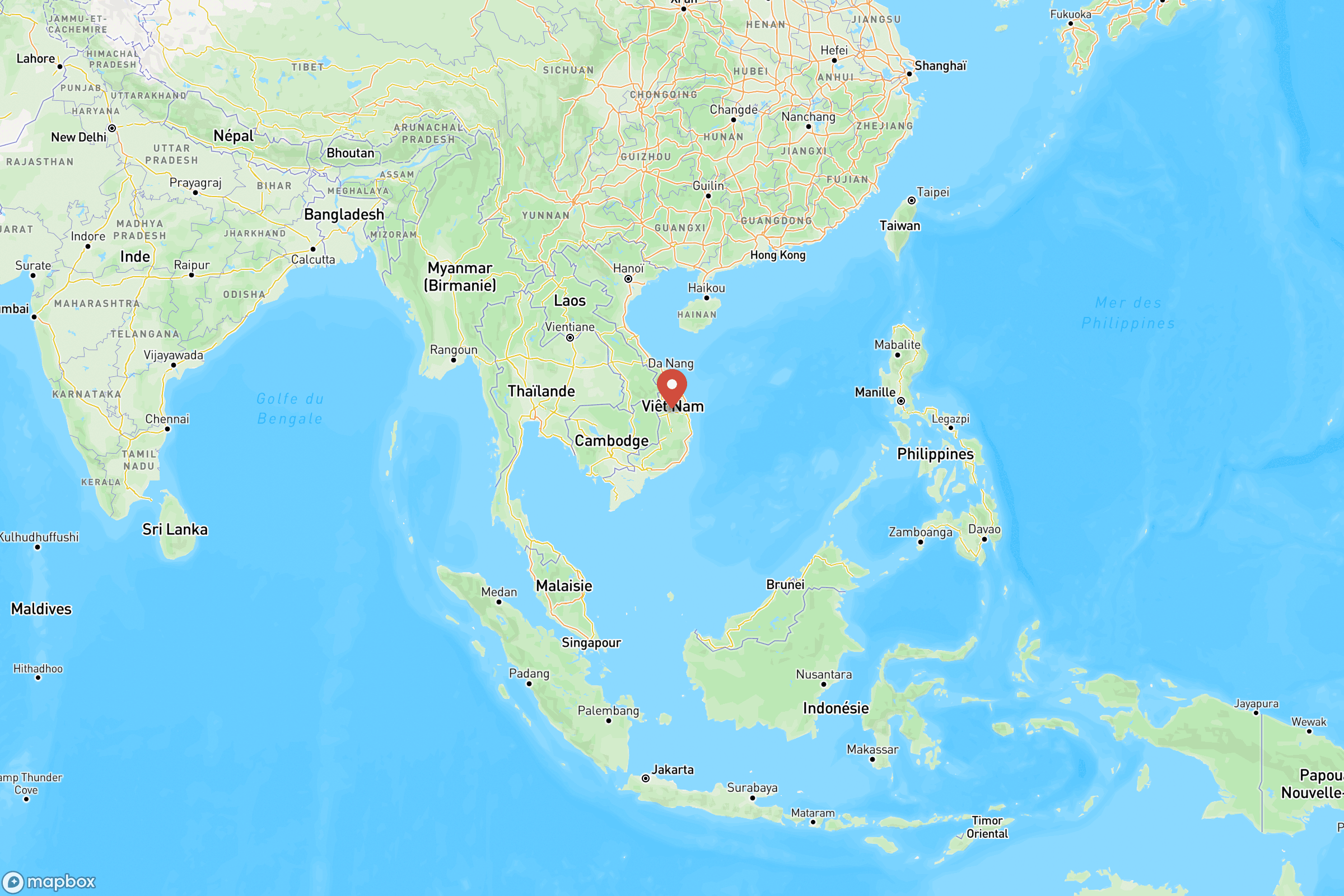 Carte de situation de du Vietnam en Asie